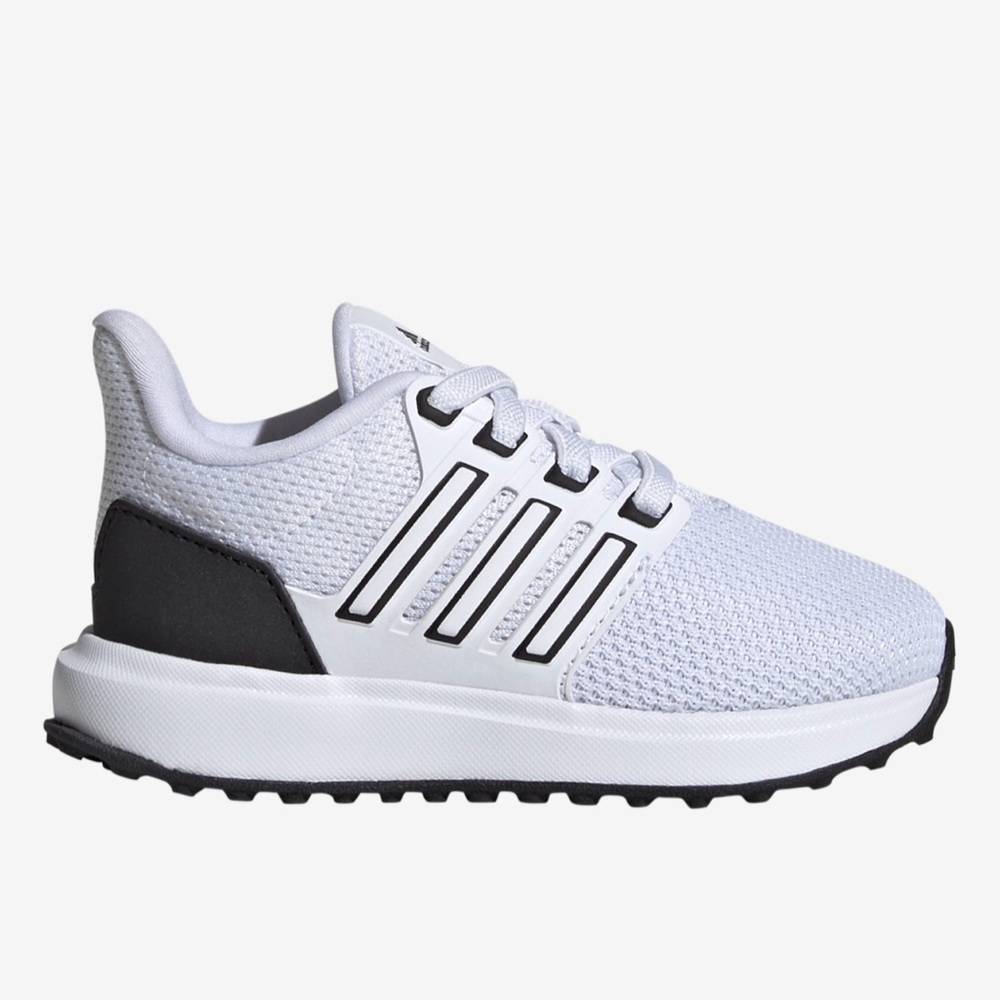 Adidas Kids White Sneakers with Black Stripes